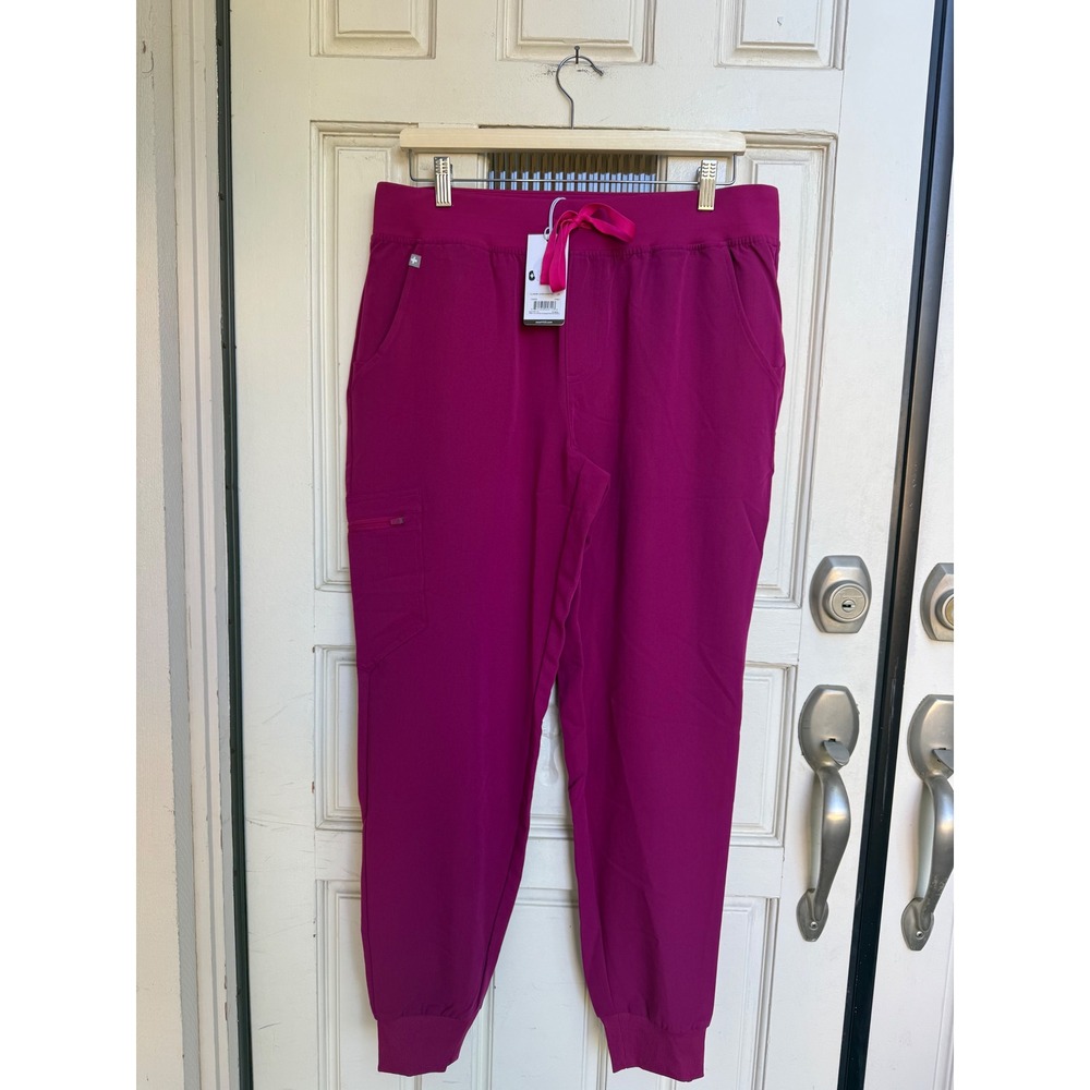 FIGS Zamora Jogger Scrub Pants Dark Magenta Pink Women Size Large Regular NWT